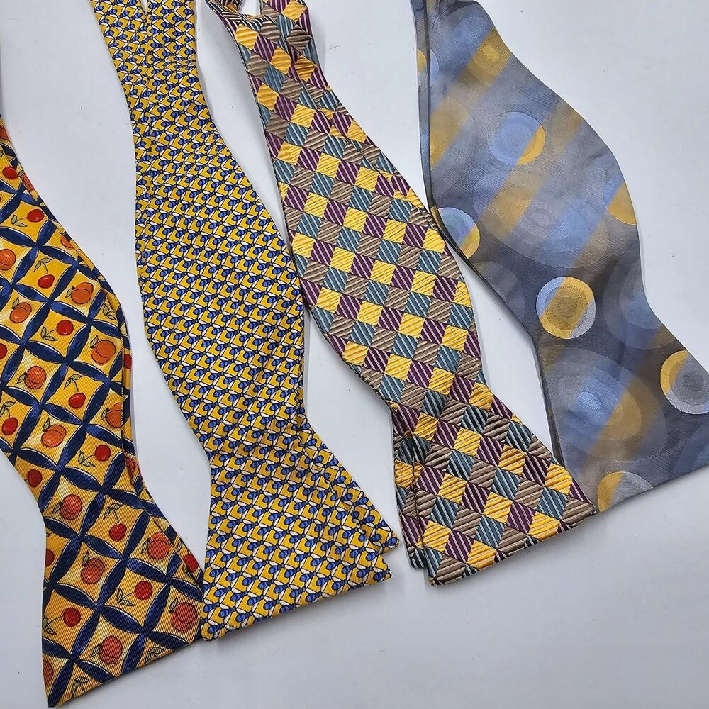 Lot 4 Mens 100% Silk Self Tie Bow Ties Jos A Bank The Bow Tie Club Geometric